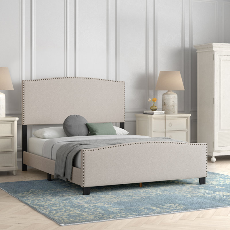 Exauce Upholstered Bed, Beige, Queen