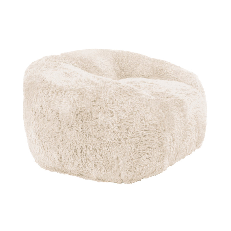 Fauteuil à billes en fausse fourrure Bilbo, Fausse fourrure beige
