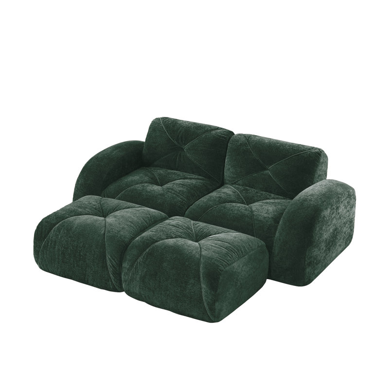 Canapé en forme de U sans os, tissu de velours doux, conception capitonnée, éponge haute densité 32D, aucun assemblage requis, conception ergonomique du bas, conception antidérapante, repose-pieds mobile pour les chambres à coucher, chameau