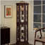 Vitrine de coin vitrée avec vitrine d'angle lumineuse, vitrine avec éclairage (inclus), bar, armoire à vin avec tablettes en verre réglables, décoration en cerisier clair (incluse)