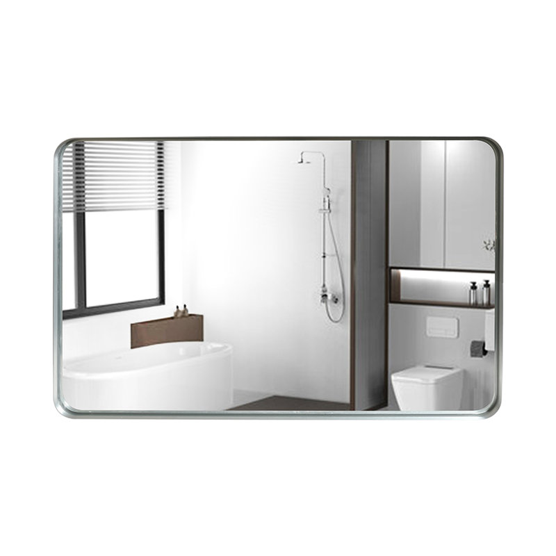 Miroir de salle de bain mural 40x30inch en argent - Verre HD, rouille, matériau, installation pratique avec drainage automatique fini, réflexion claire, installation