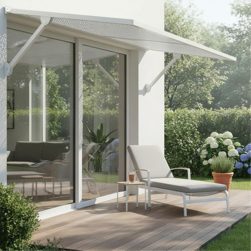 Auvent en métal brume - blanc, 34.25" H x 1" W x 78" D