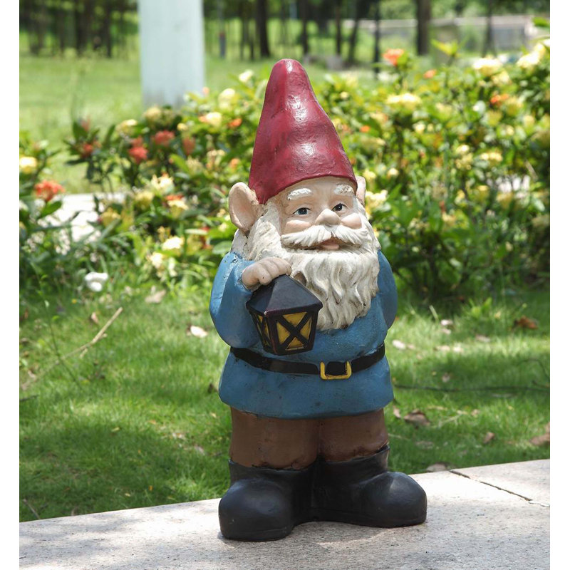  Gnome Holding Lantern Garden Statue