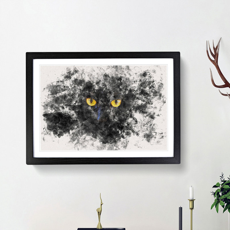 Eyes of a Cat - Picture Frame Paint Print, Black Framed, 62cm H x 87cm W x 2cm D