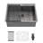 Kitchen Sink - 25x22 Gunmetal Black Drop In Topmount 16 Gauge Stainless Steel Kitchen Sink 25" x 22" x 9"