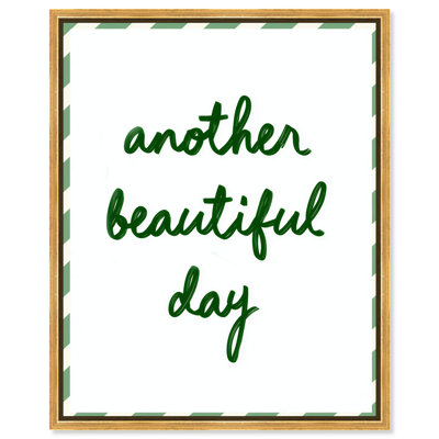Another Beautiful Day Framed Canvas Print Inspirational Quotes by Art Remedy, Gold Frame, 16 x 20