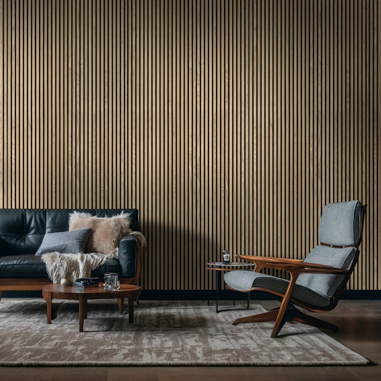 SereniSlats 94.5 In. x 9.5 In. 3D Fluted Wood Slat Acoustic Sound Absorbing Wall Paneling