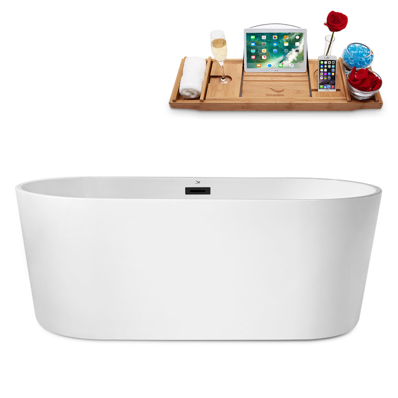 1570mm x 749.3mm Soaking Acrylic Bathtub, Matte Black