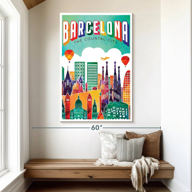 Affiche rétro de Barcelone, Barcelone, H 51 po x l 34 po
