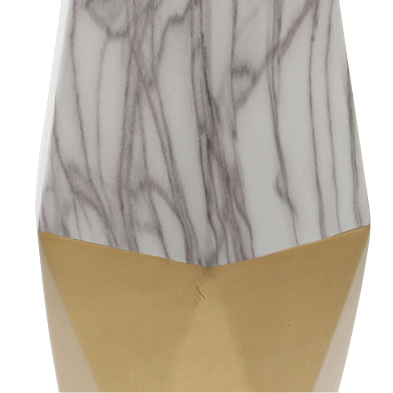 Ceramic Faux Marble Decorative Vase with Base, 14" H x 6" W x 6" D, Gold
