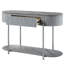 Élégante table ovale grise ultrabrillante avec détails et rangement pratique