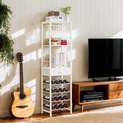 Byata Wine Bottle & Glass Rack White