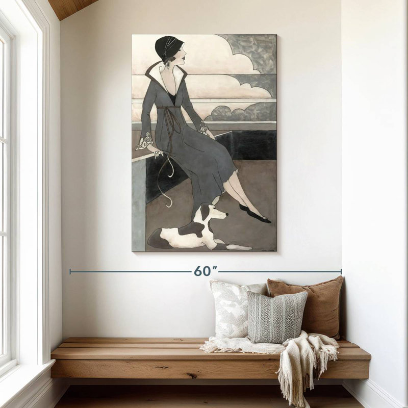 Shuttleworth Art Deco Lady With Dog, 48" H x 32" W