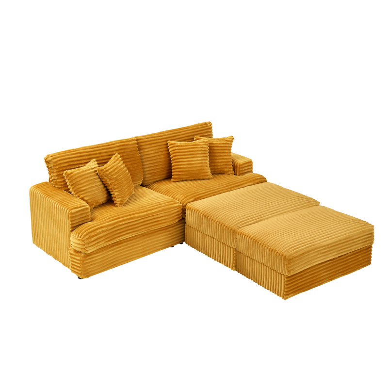 Eugenija 88.58'' 4 - Piece Upholstered Sectional, Pink