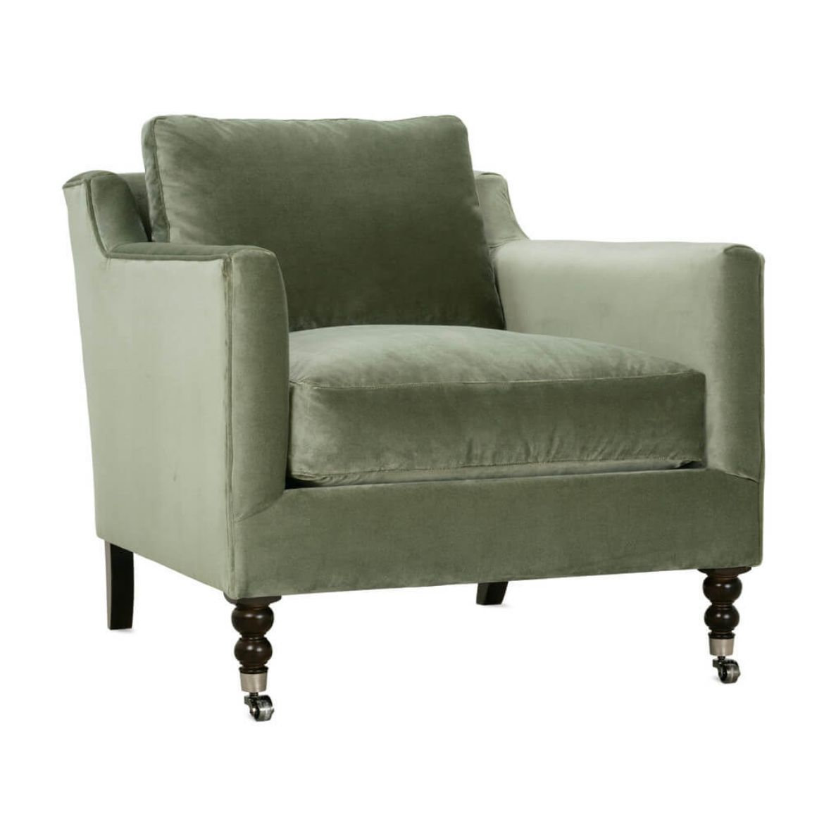 Madeline Armchair, Dark Brown Wood, Sage Velvet (15026-23)