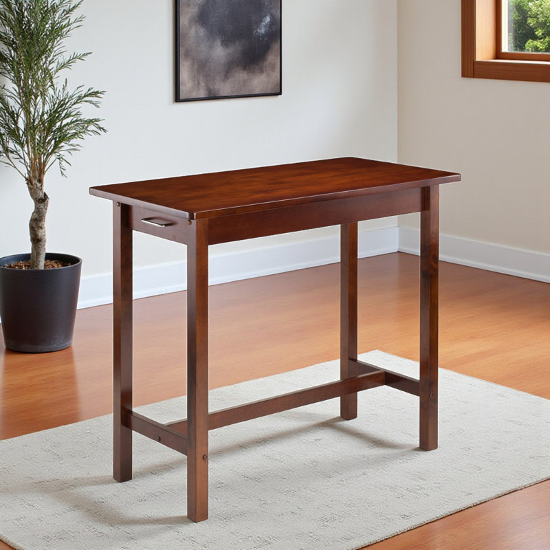 Cab Walnut Finish Dining Table with Two Storage Drawers, 33.1'' H X 39'' W X 19.5'' D