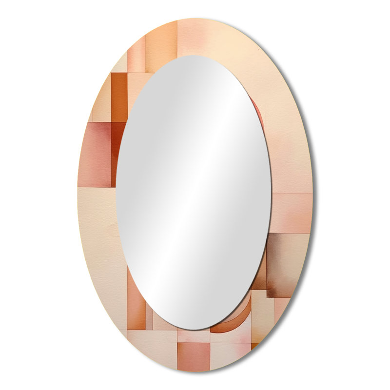 Miroir mural pêche et jaune minimaliste Harmony VII - rose, 36 po x 24 po