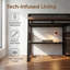 Lit mezzanine en métal AVELOR avec escalier de rangement, ports USB et lumières à DEL, zone de jeu en dessous, capacité de 350 lb-129527384