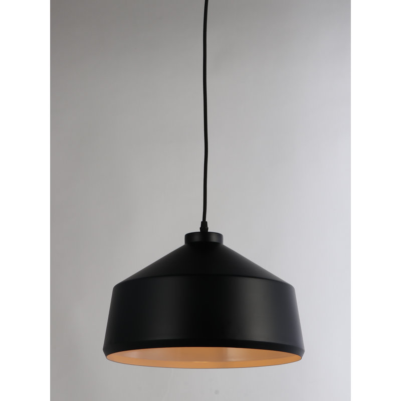 Luminaire suspendu conique 1 lumière Brantner, Noir
