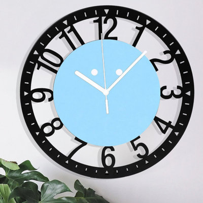 10" Round Iron Wall Clock with Silent Quartz Movement, Arabic Numerals, UV-Printed Design