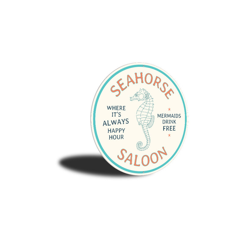 Plaque en aluminium Seahorse Saloon, H 12 po x l 12 po x P 0,04 po