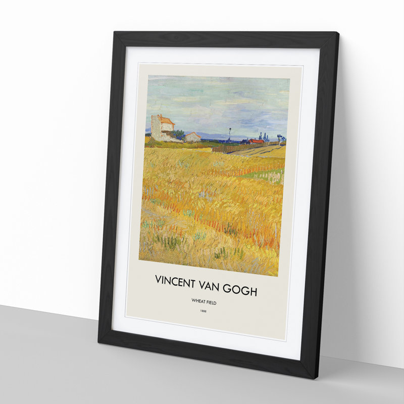 Wheat Field by Vincent Van Gogh - Picture Frame Art Prints, 36cm H x 27cm W x 2cm D, Black Framed