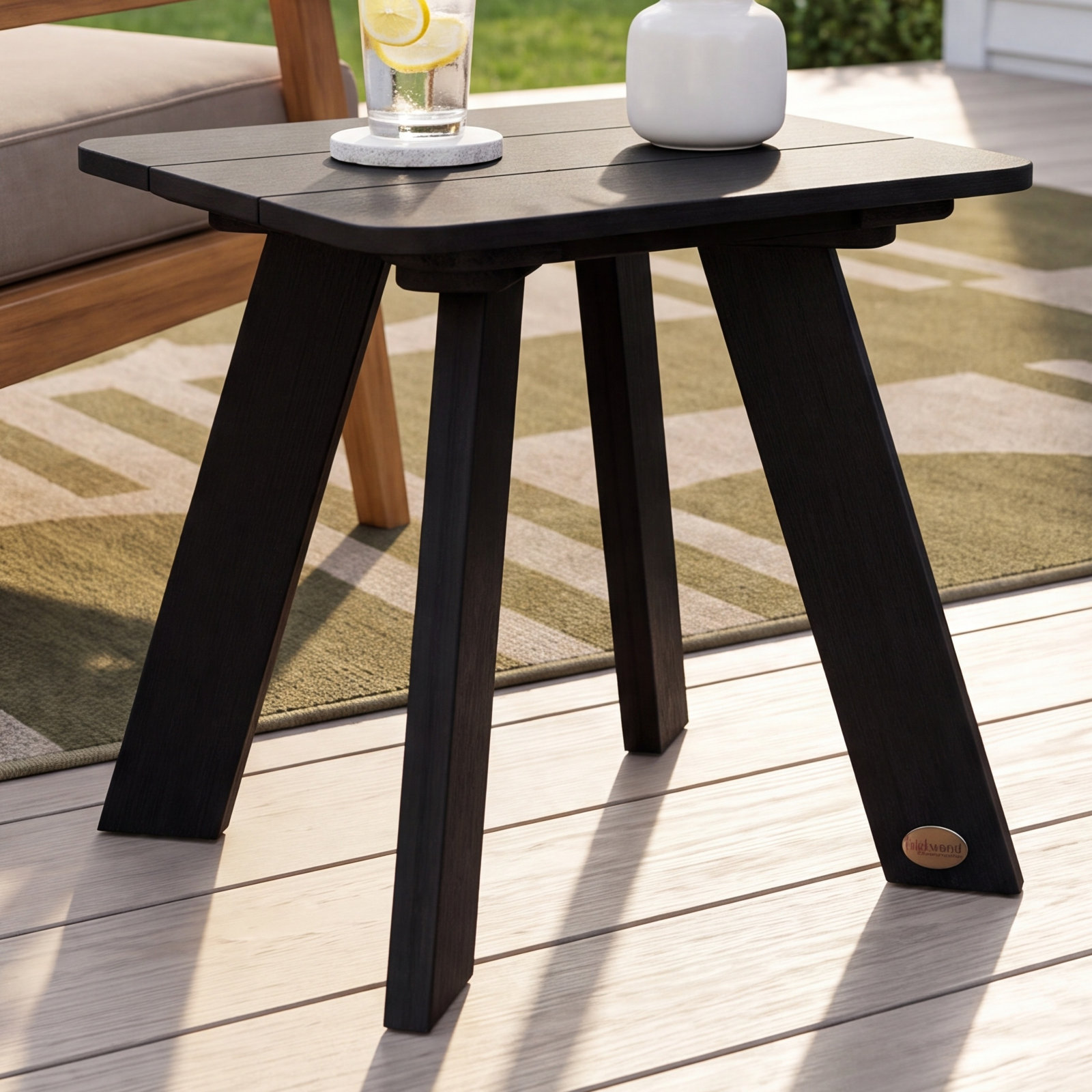 Byrnes 17.8 " Patio Side Table, Black