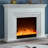 Beige Solid Wood Electric Fireplace-284382764