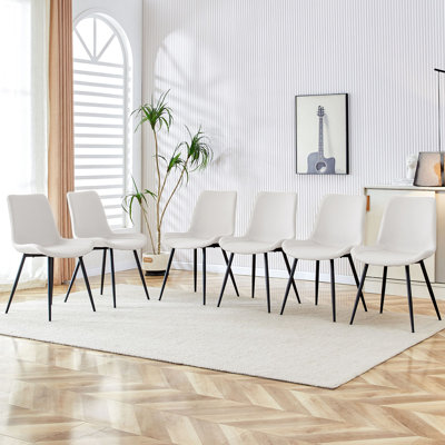 Chaise de salle à manger en similicuir avec pieds en métal (ensemble de 6)