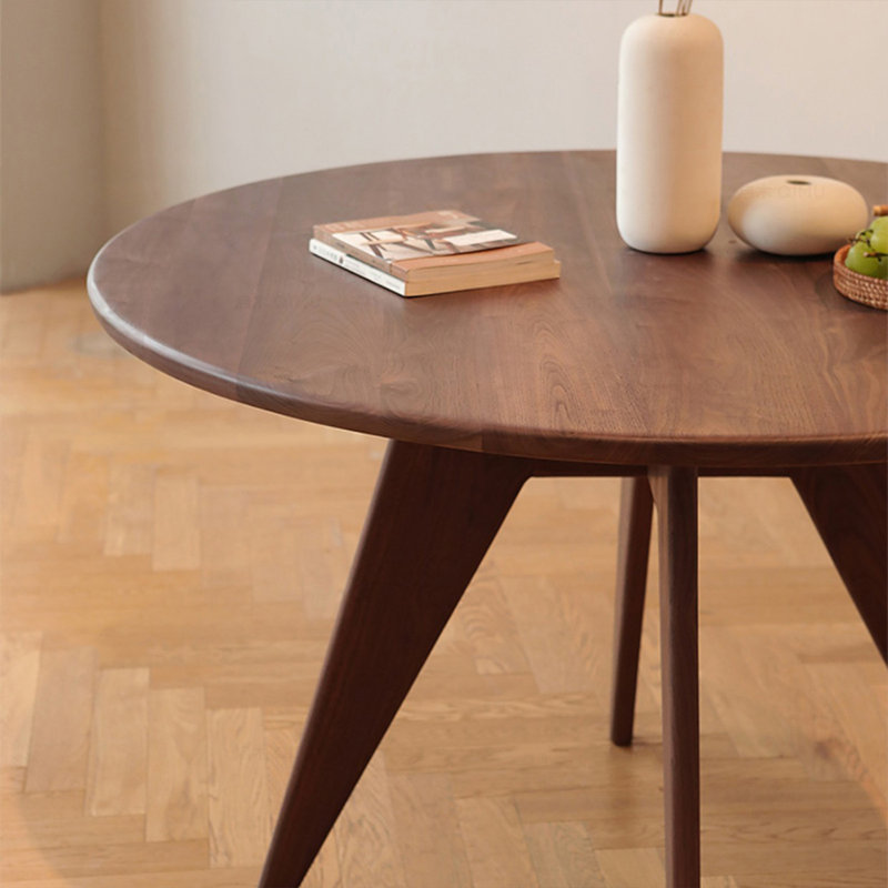 Nut-brown Round Solid Wood Dining Table, 29.53"H x 39.37"L x 39.37"W