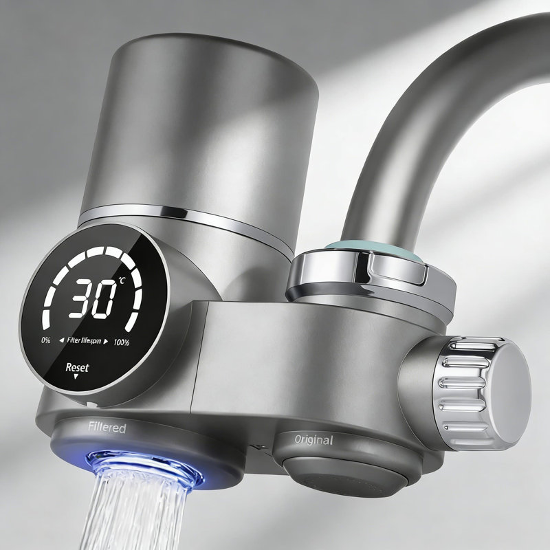 Filtre à eau certifié NSF avec indicateur de durée de vie, réduit le plomb, le chlore, les métaux lourds, comprend 1 filtre et 13 adaptateurs pour la plupart des robinets standards