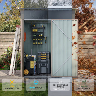 5.1 ft. W x 2.8 ft. D Metal Lean-To Storage Shed with  Shelves&Lockable Door