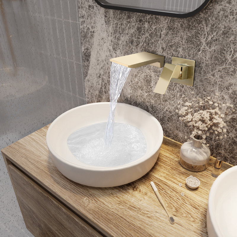 Wall Mounted Single Handle Waterfall Bathroom Sink Faucet