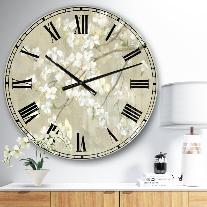 Horloge murale Swigart Dogwood in Spring Neutral, Petit