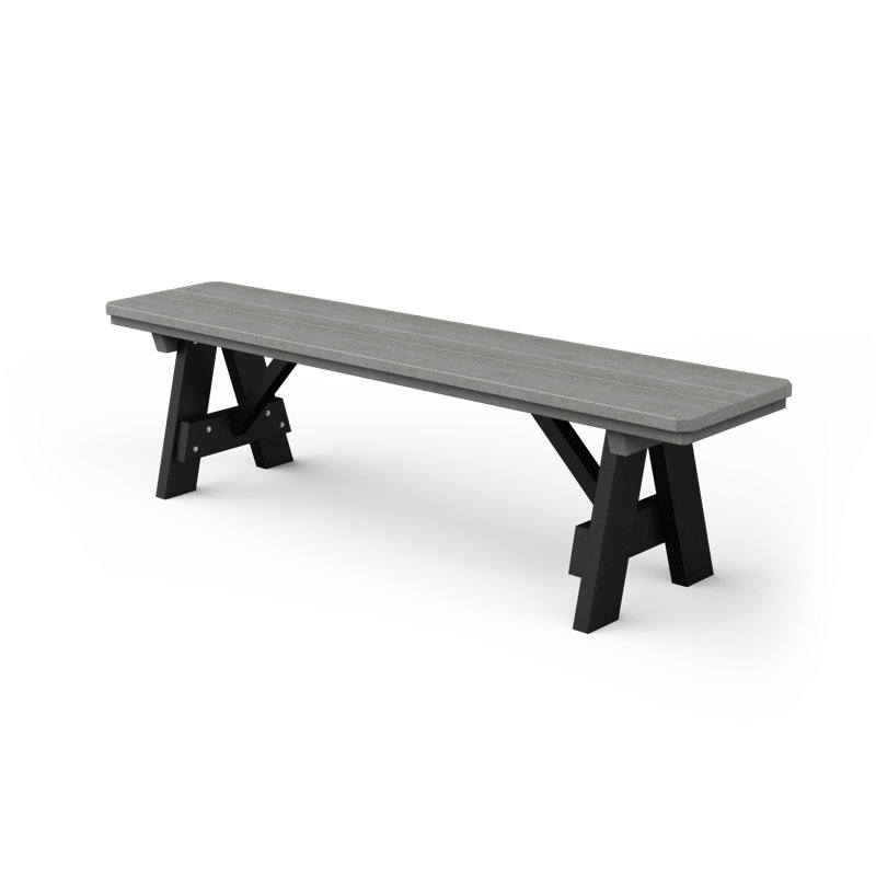 Banc de jardin en plastique, Bois flotté gris / noir