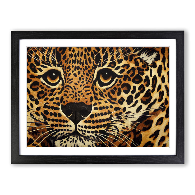 Dreamy Leopard - Single Picture Frame Print, 46cm H x 64cm W, Black