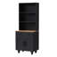 Armoire de rangement Farmhouse avec 4 pieds en bois massif en forme de gourde, armoire de cuisine moderne avec tablettes réglables, bibliothèque à 5 niveaux avec tiroir pour le salon, noir-2106142717