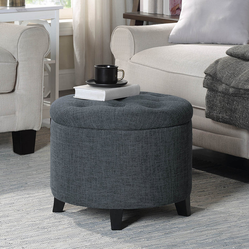 Avers Upholstered Ottoman, Stormy Gray Fabric 