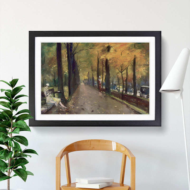 Autumn Alley by Lesser Ury - Picture Frame Painting, Black Framed, 36cm H x 48cm W x 2cm D