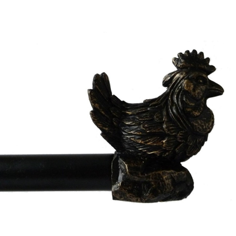 Tringle à rideaux simple Pilarcitos Rooster, Doré / Noir, H 1 po x l 120 po x P 1 po