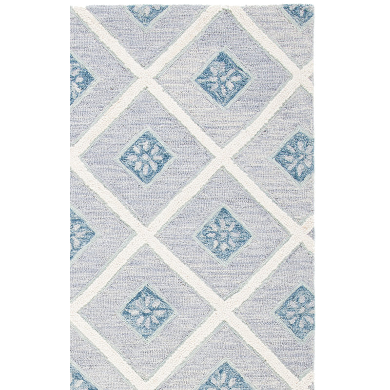 Tapis gris / ivoire en laine / coton touffeté à la main Metro, Rectangle 5 pi x 8 pi