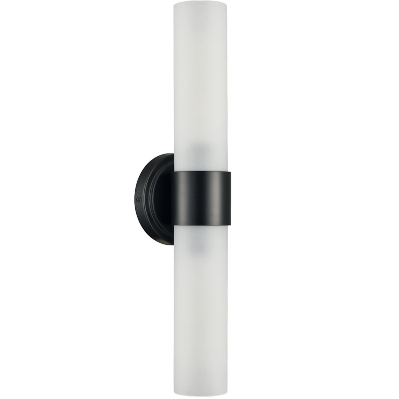 Wall Sconce with Cylinder Frosted Glass Shade, Black