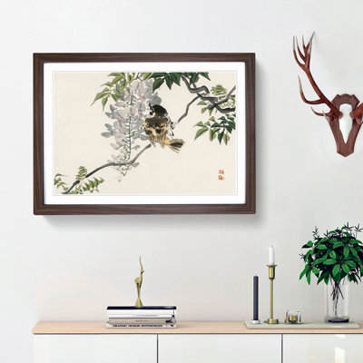 Sparrow on a Branch by Kono Baireir - Picture Frame Painting Print