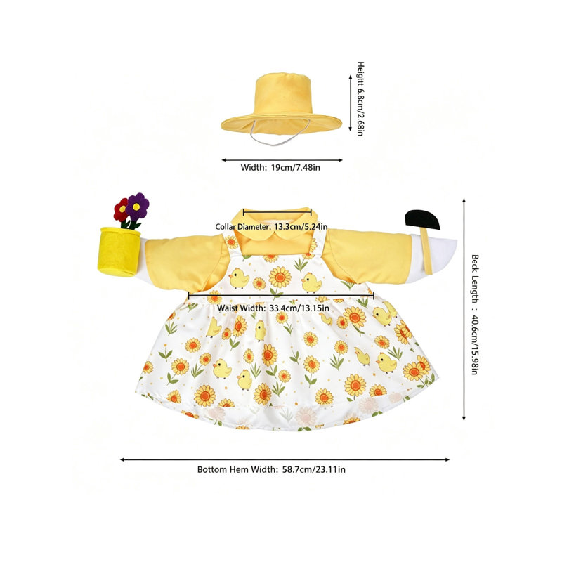 Autocollant magnétique pour réfrigérateur, motif oies d'été, idéal pour les statues en ciment de 58 cm de hauteur (23 pouces). Adorables costumes d'oies pour décoration extérieure estivale. Oies non incluses.