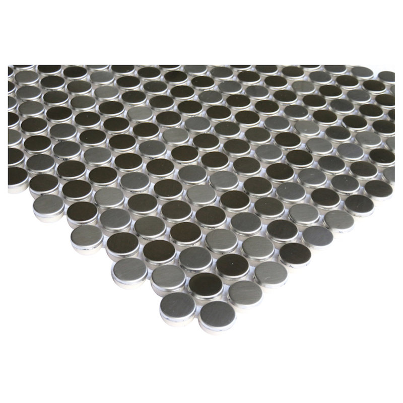 Carreau de mosaïque mural rond en acier inoxydable 0,8 po x 0,8 po Trento Retro