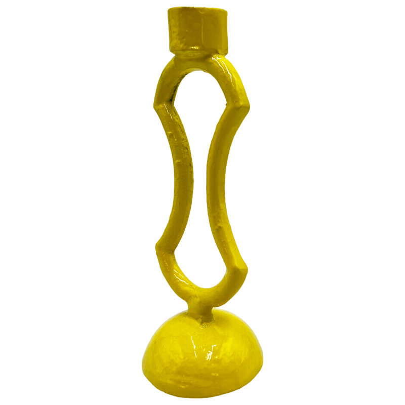 9" H Aluminum Taper Candlestick, Yellow
