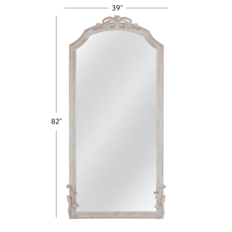 Distressed White Rectangular Wood Floor Mirror