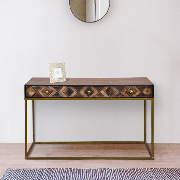 Contemporary Teak Wood Organic Console Table Brown - Olivia & May