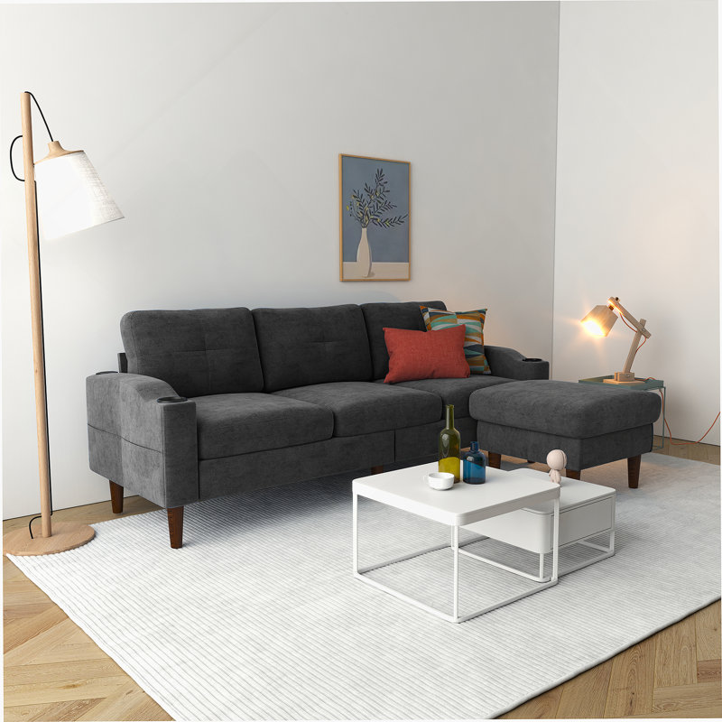 Convertible Combination Sofa Sofa L-Shaped Sofa with Storage Cabinet Footstool