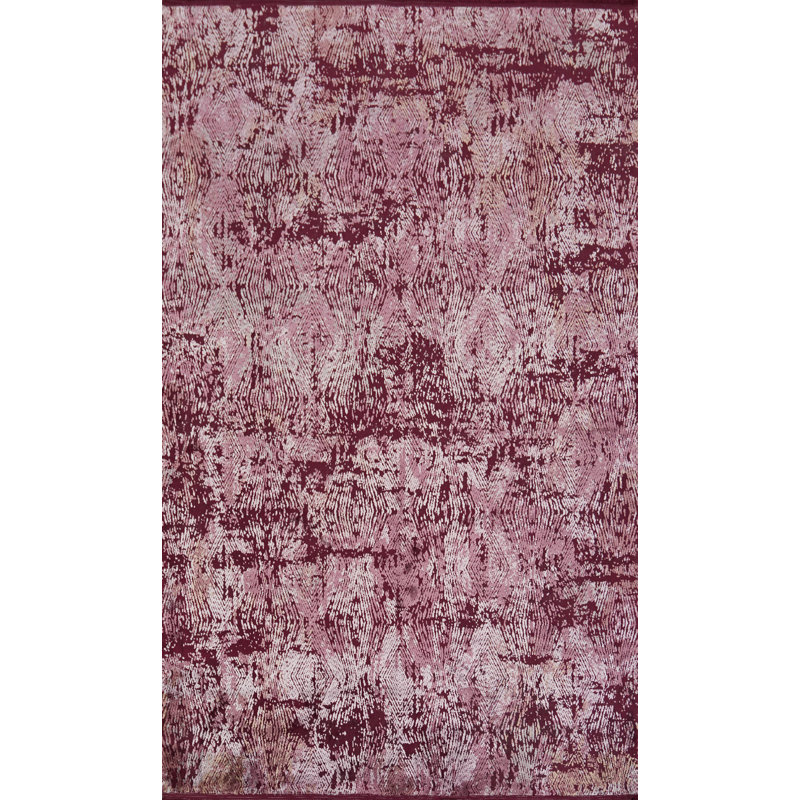 Tapis contemporain rosé élégant à motif abstrait 5 x 7